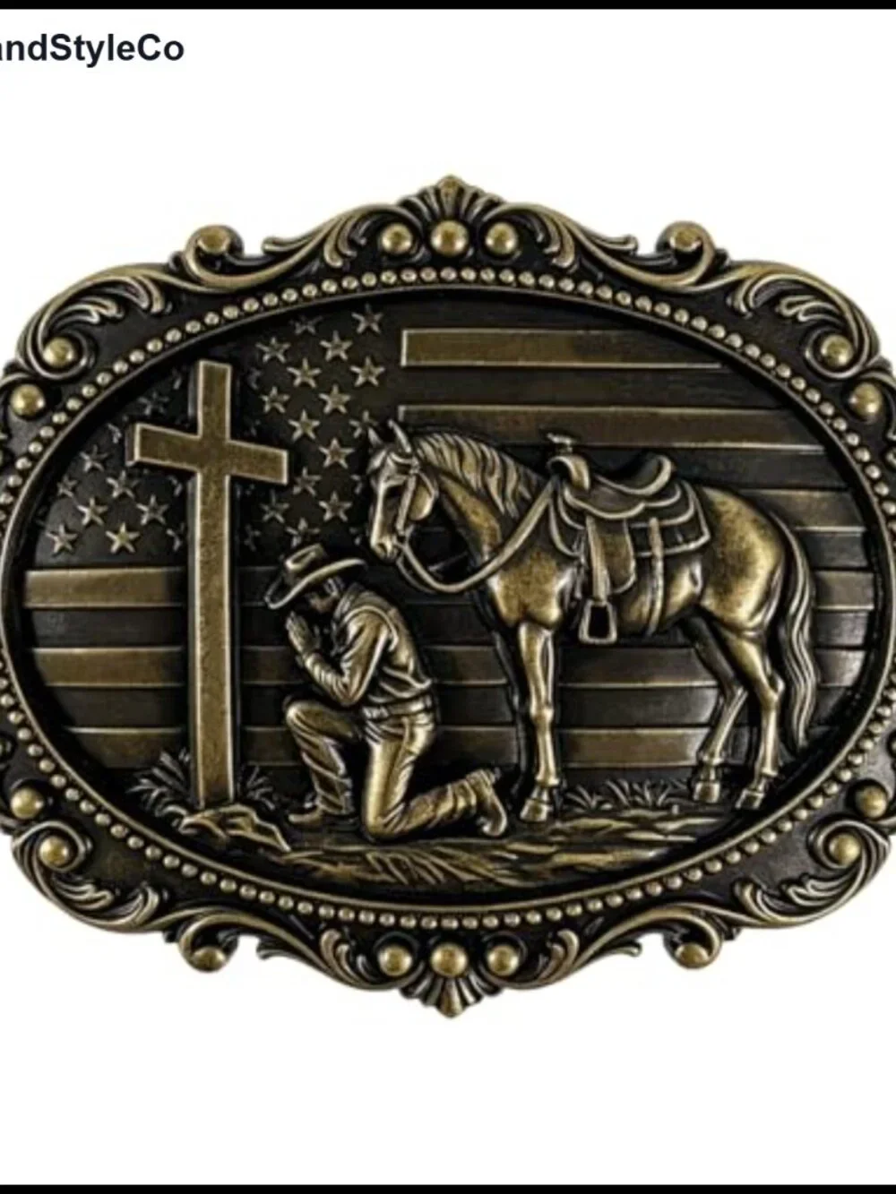 Vintage Rodeo Western Belt Buckle Eagle 1776 USA 250th Anniversary